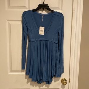 NWT free people XS dress. Real pretty color blue. Very soft and flowing.